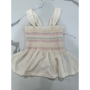 Madewell Texture & Thread‎ Smocked Tank Top Women's Size S Cream Colorful
